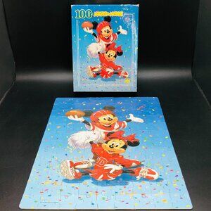 Vintage 90s Mickey Minnie Mouse Football Cheerleader Puzzle: 100 pc Complete
